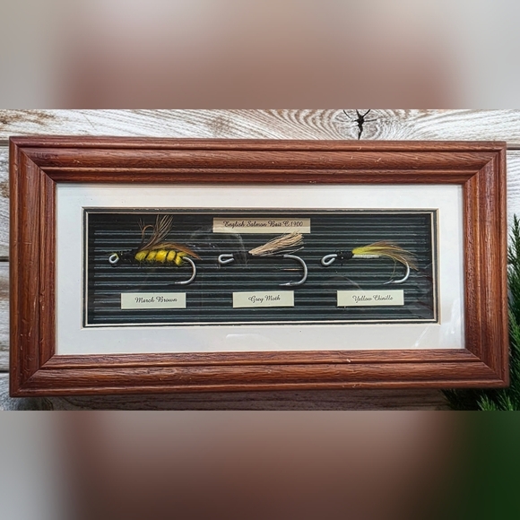 Other - Vintage Style "English Salmon Bait C. 1900" Framed Fly Fishing Shadow Box Art